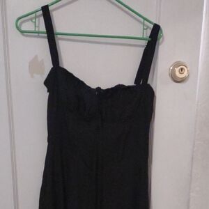 Black Maxi Dress with Sweetheart Neckline and Adjustable Straps